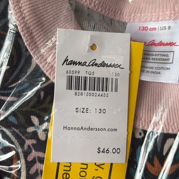 Hanna Andersson Organic Cotton Long John Pajama Set-Floral Unicorn Pattern Sz 8 - Picture 4 of 4